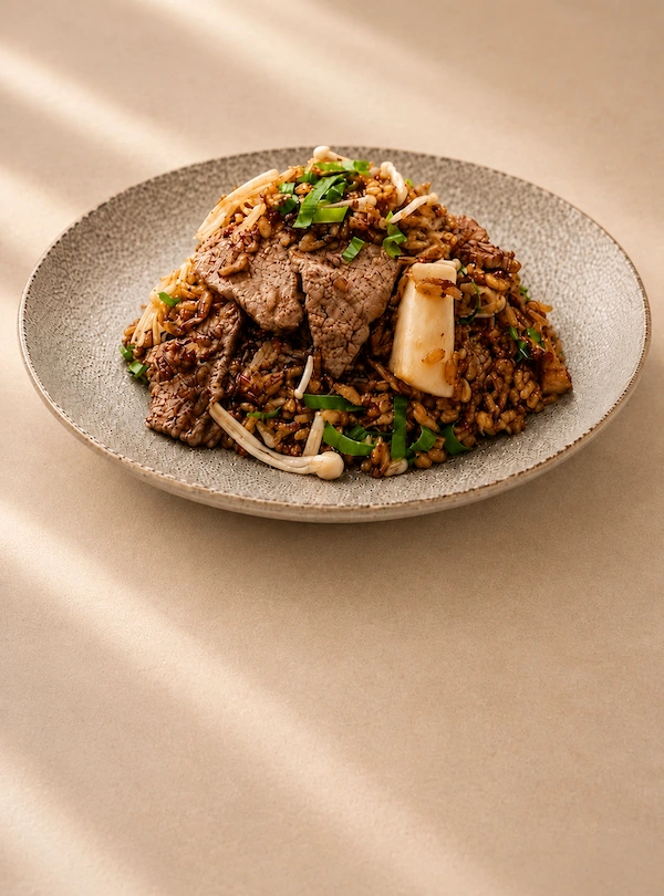 Crystal Jade Roppongi - Fried Rice with Japanese Beef and Mushroom in Black Bean Sauce